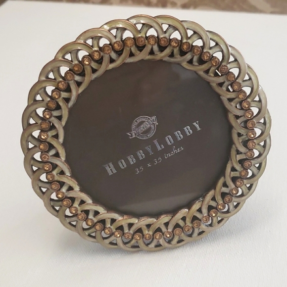 Vintage Cute Hobby Lobby Metal/Stones Picture Frame /3.5×3.5 Inches - Picture 10 of 10